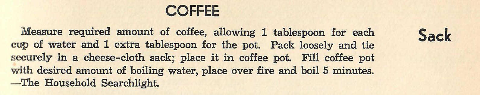 Recipe to make Sack Coffee