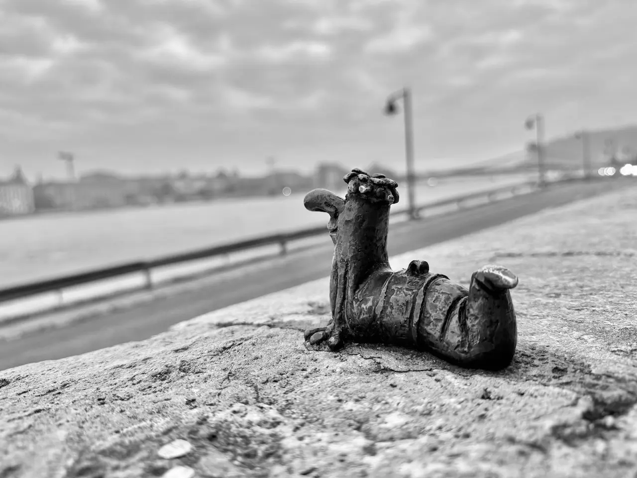 Figurine affixed to the seawall