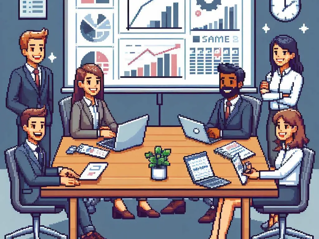 AI created image of people in a sales presentation.