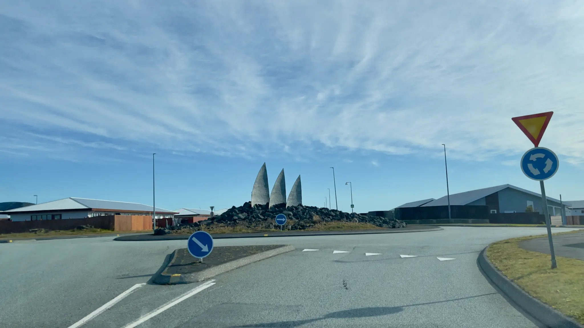 A roundabout in Grindavik, Iceland