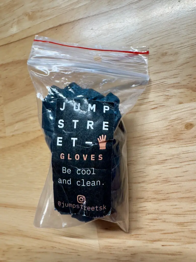 A baggie containing gloves.